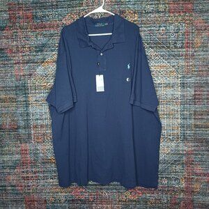 POLO Ralph Lauren mens solid navy mesh polo 4XB BIG NWT